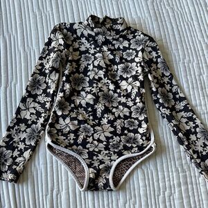 Acacia Swimwear Kids Floral Black and White Bodysuit